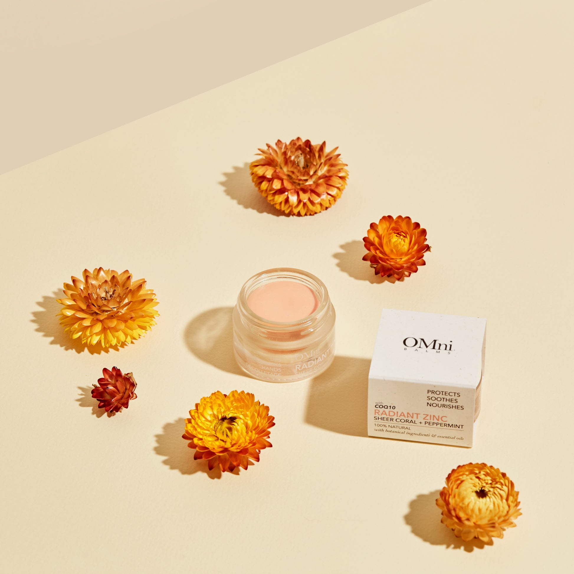 OMni Radiant Zinc Sheer Coral natural multi-use balm for dry lips and skin, highlighter on cheeks #3