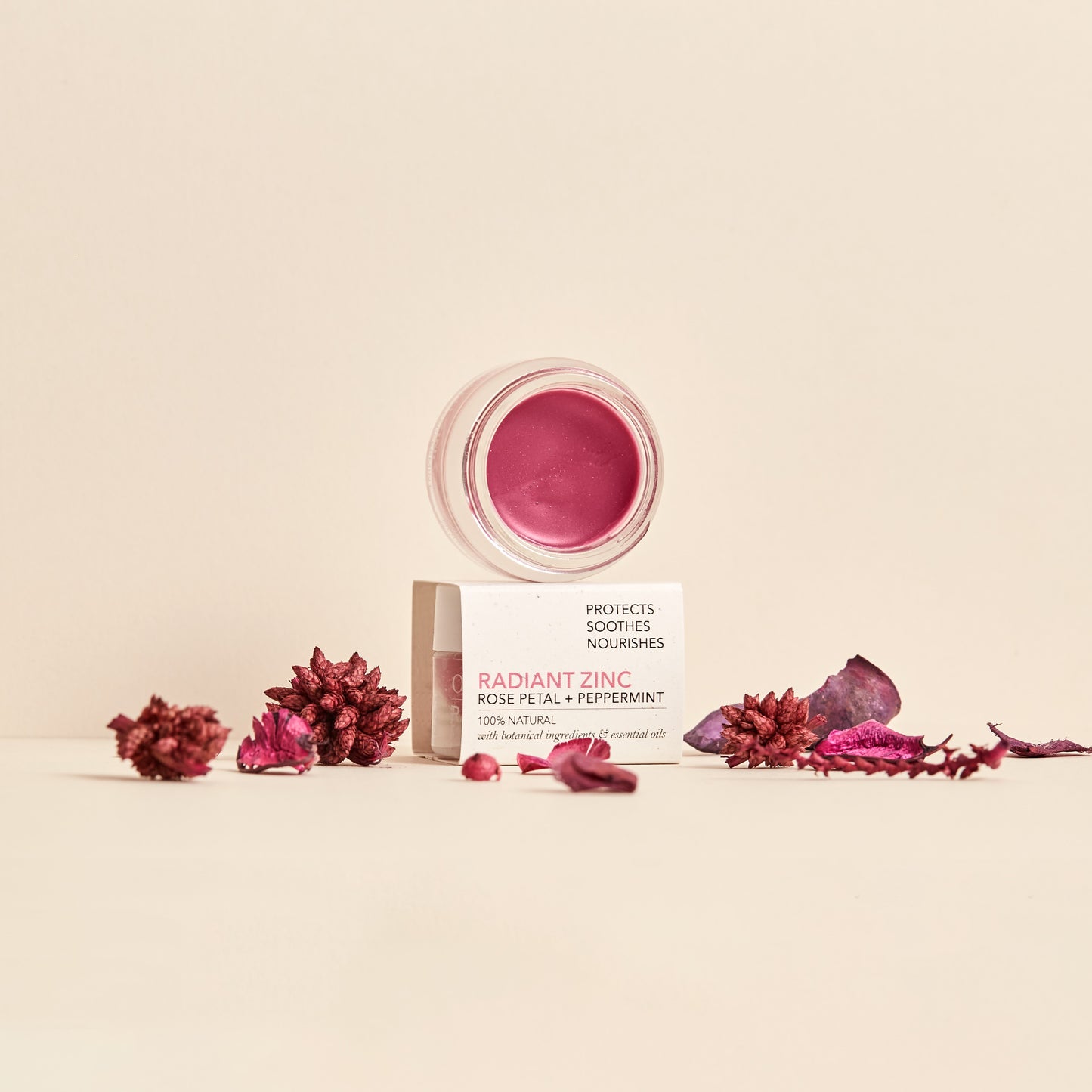 OMni Radiant Zinc Rose Petal natural multi-use balm for dry lips and skin, and blush on cheeks #6